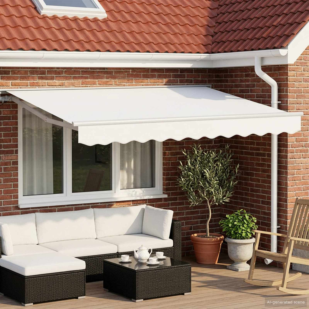 Elektrisch Uittrekbaar Zonnescherm Wit 3,5 x 2 m is nu te koop bij PeponiXL, paradijselijk wonen!