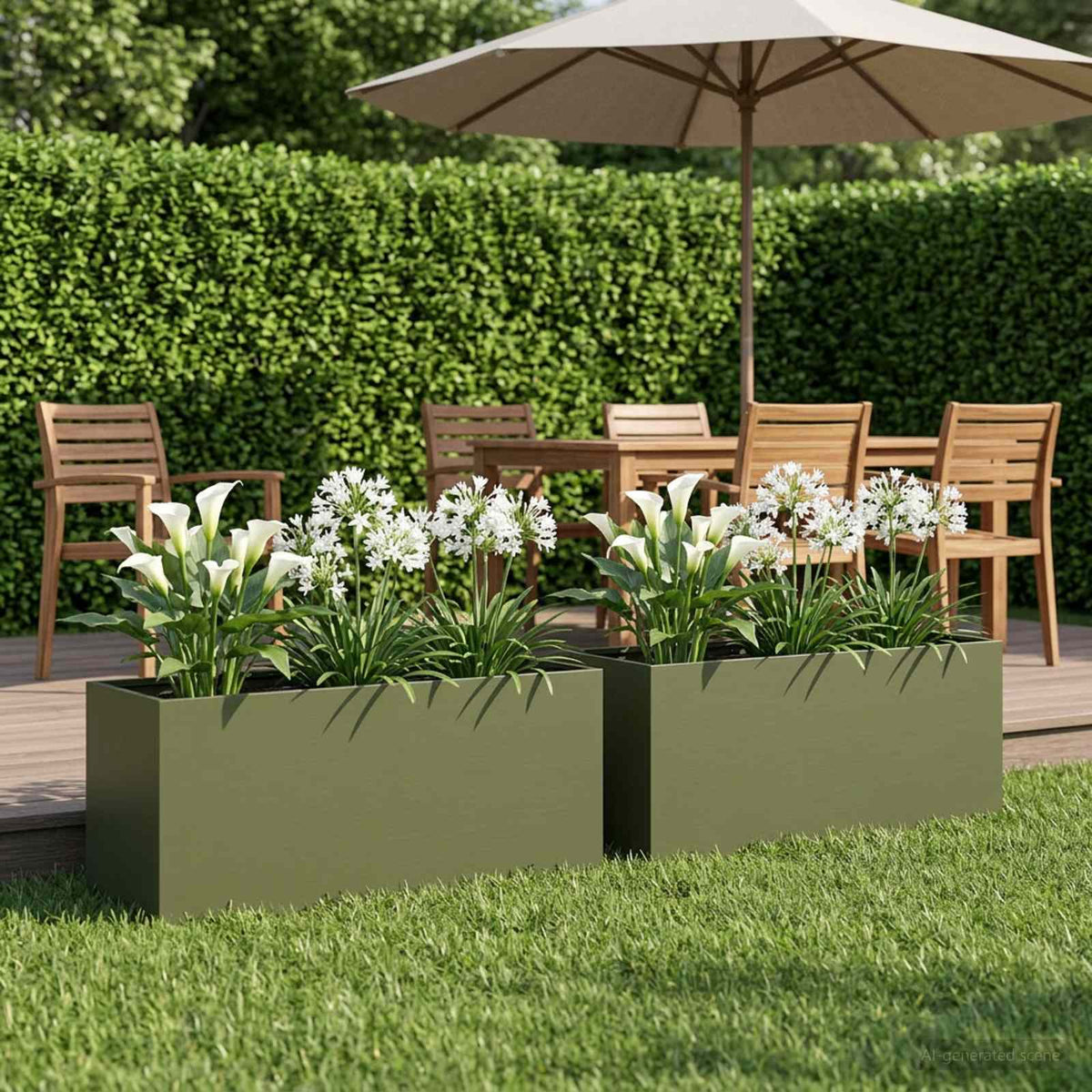 Plantenbak 2 st Olijfgroen 80 x 40 x 40 cm Koudgewalst staal is nu te koop bij PeponiXL, paradijselijk wonen!