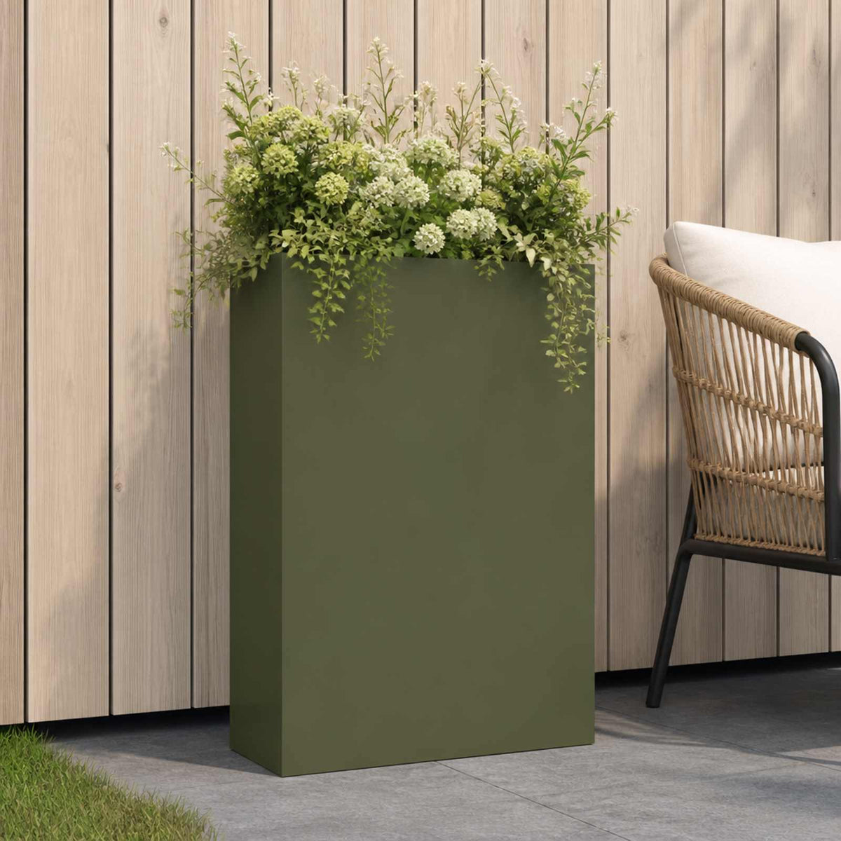 Plantenbak Olijfgroen 40 x 20 x 75 cm Koudgewalst staal is nu te koop bij PeponiXL, paradijselijk wonen!