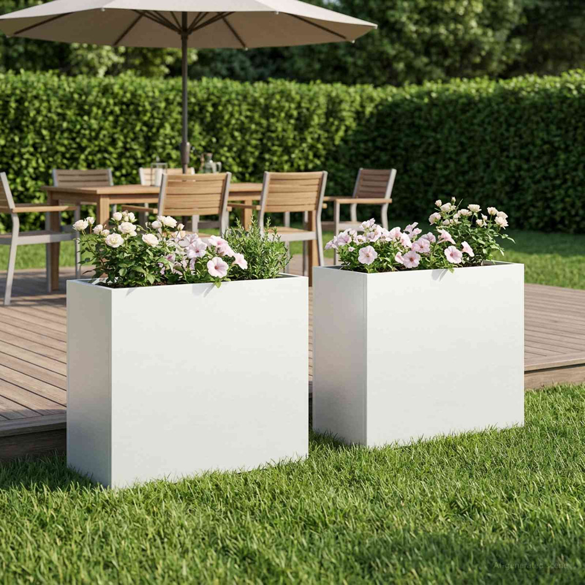 Plantenbak 2 st Wit 50 x 20 x 40 cm Koudgewalst staal is nu te koop bij PeponiXL, paradijselijk wonen!