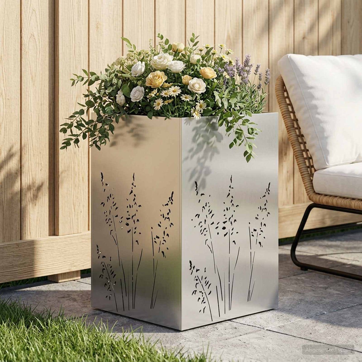 Plantenbak zilver 50 x 50 x 75 cm Roestvrij staal is nu te koop bij PeponiXL, paradijselijk wonen!