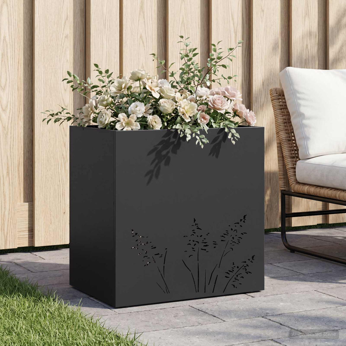 Plantenbak Zwart 50 x 30 x 49 cm Koudgewalst staal is nu te koop bij PeponiXL, paradijselijk wonen!
