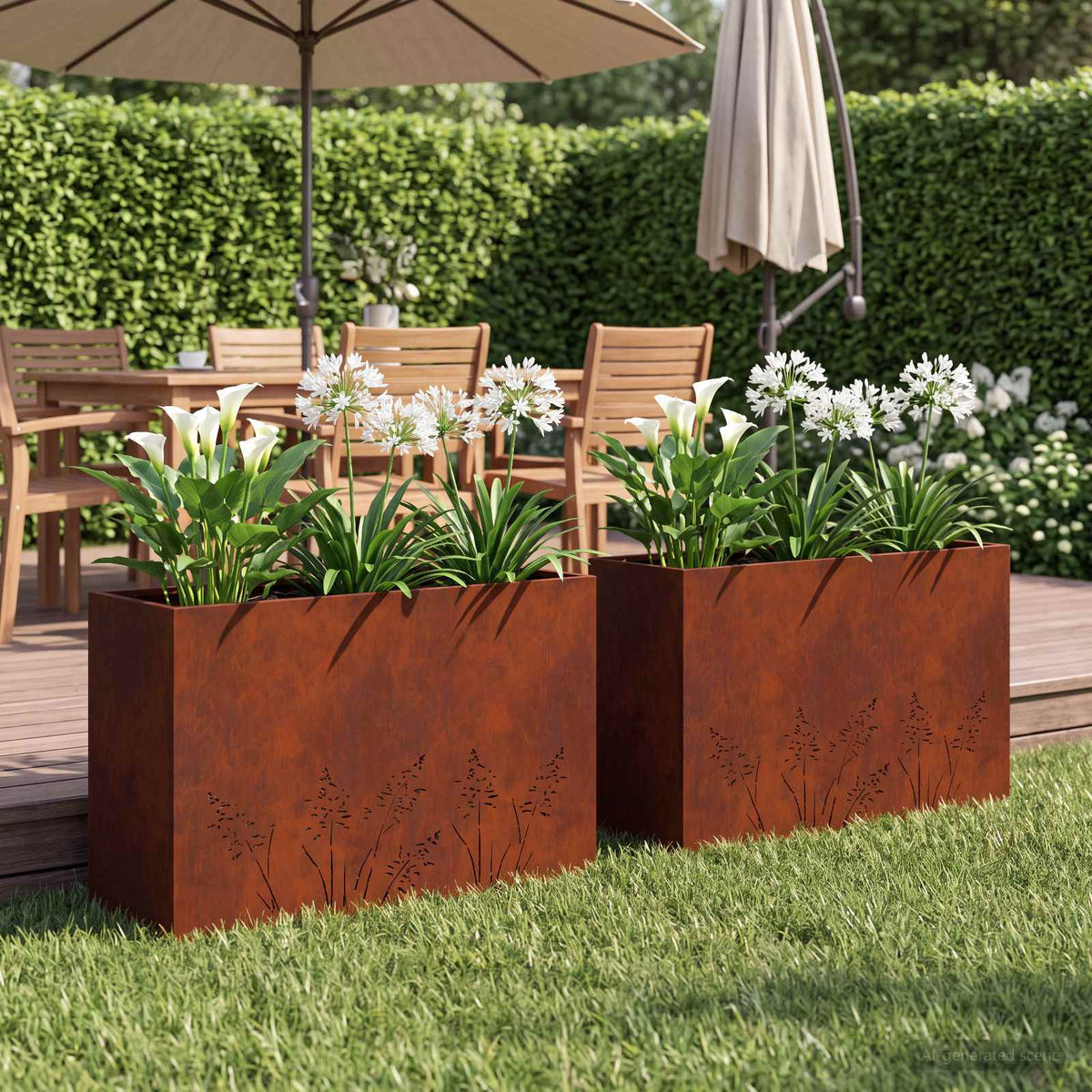 Plantenbak 2 st Roestkleurig 80 x 30 x 49 cm weervast staal is nu te koop bij PeponiXL, paradijselijk wonen!