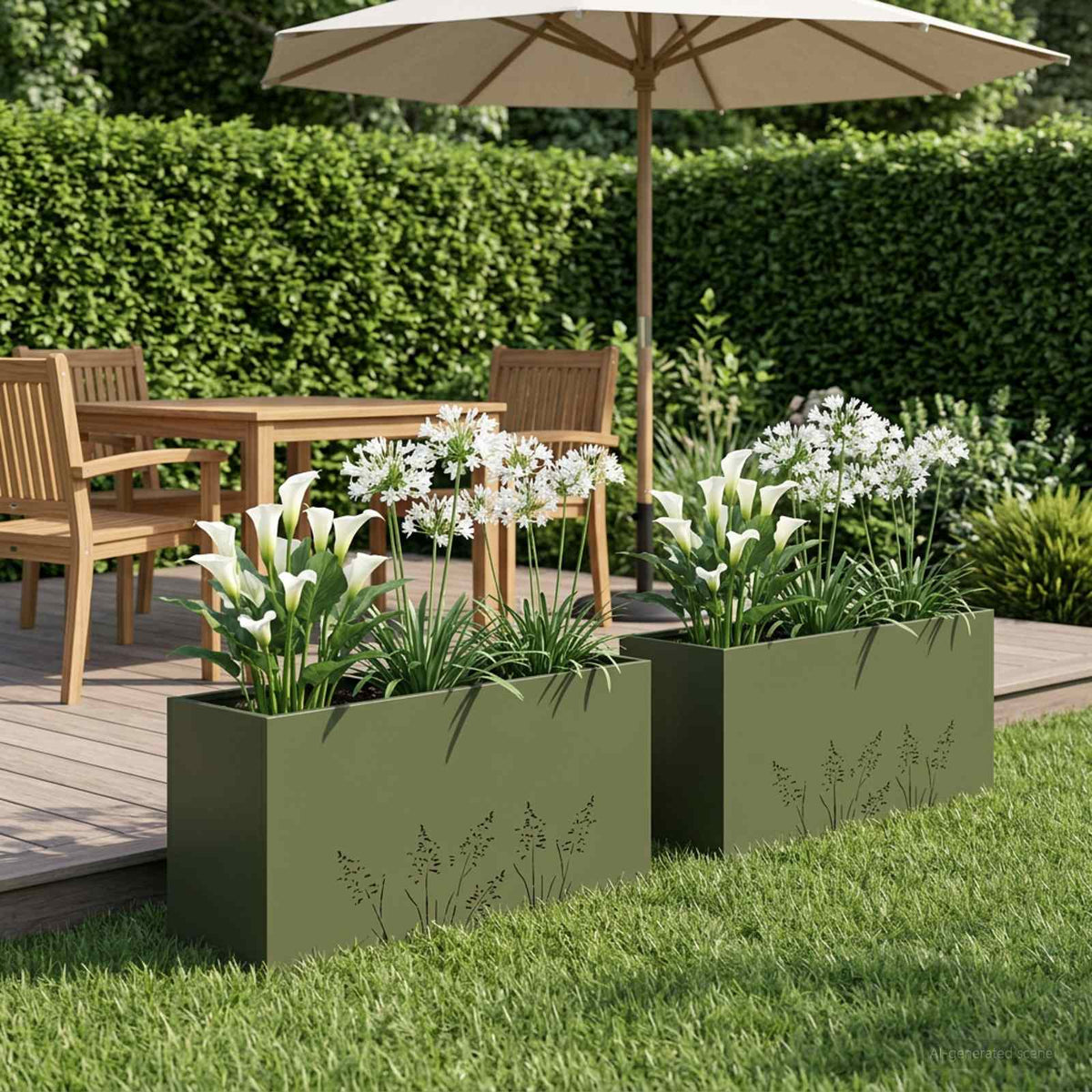 Plantenbak 2 st Olijfgroen 100 x 20 x 49 cm Koudgewalst staal is nu te koop bij PeponiXL, paradijselijk wonen!