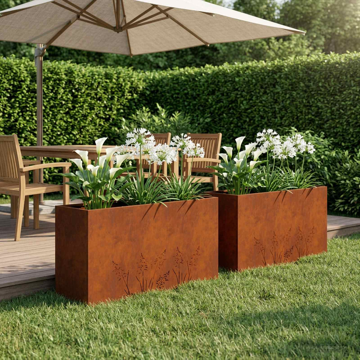 Plantenbak 2 st Roestkleurig 100 x 30 x 49 cm weervast staal is nu te koop bij PeponiXL, paradijselijk wonen!