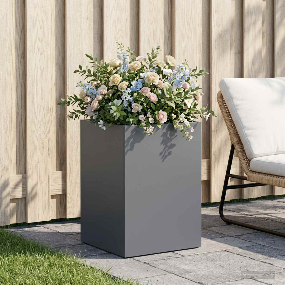 Plantenbak Antraciet 40 x 40 x 60 cm Koudgewalst staal is nu te koop bij PeponiXL, paradijselijk wonen!