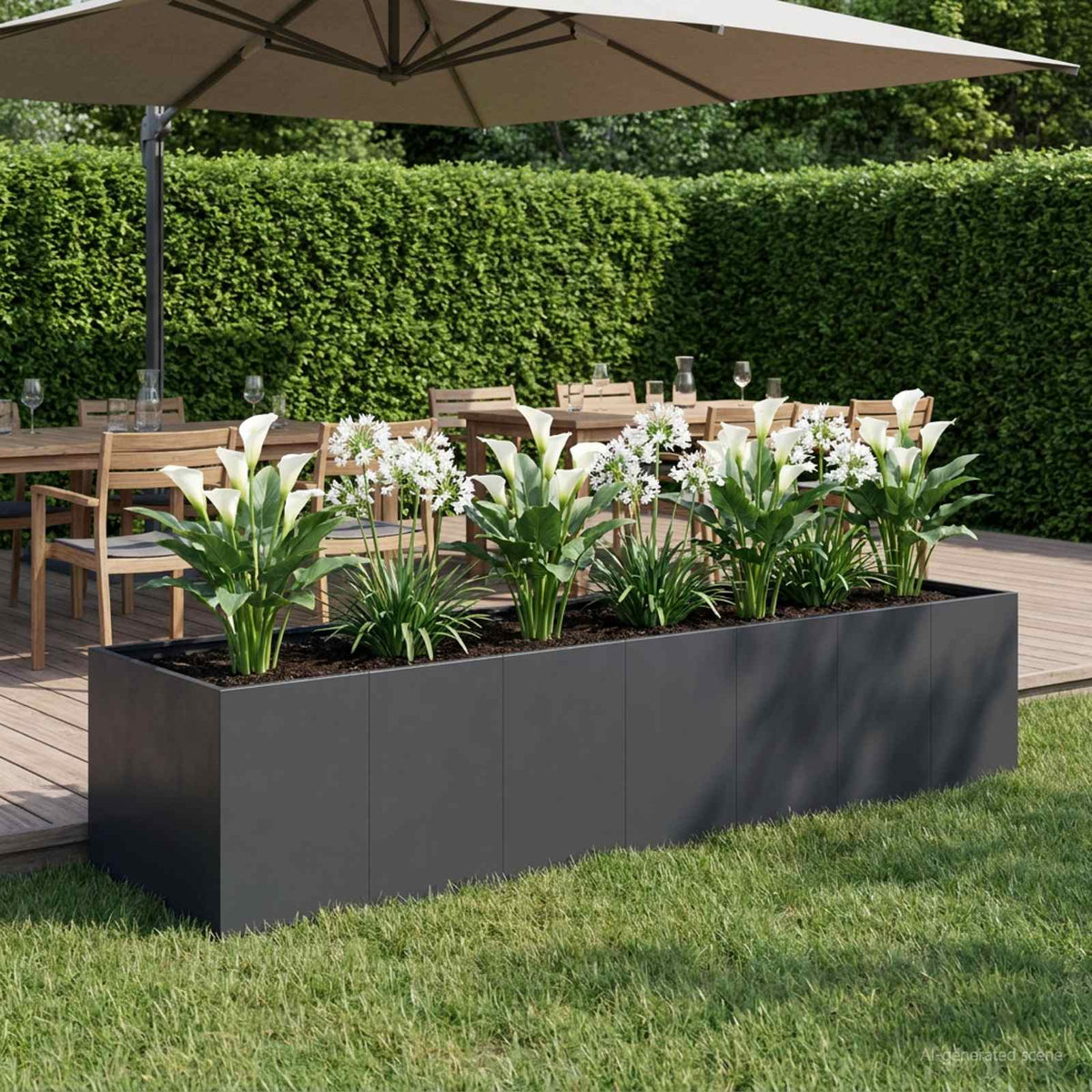 Plantenbak Zwart 280 x 80 x 60 cm Koudgewalst staal is nu te koop bij PeponiXL, paradijselijk wonen!