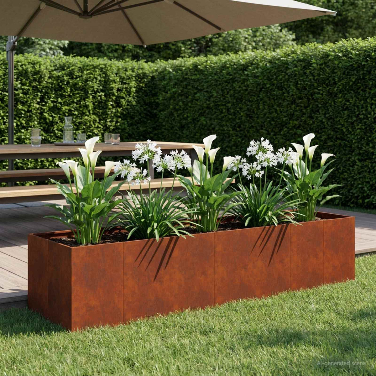 Plantenbak Roestkleurig 280 x 80 x 60 cm weervast staal is nu te koop bij PeponiXL, paradijselijk wonen!