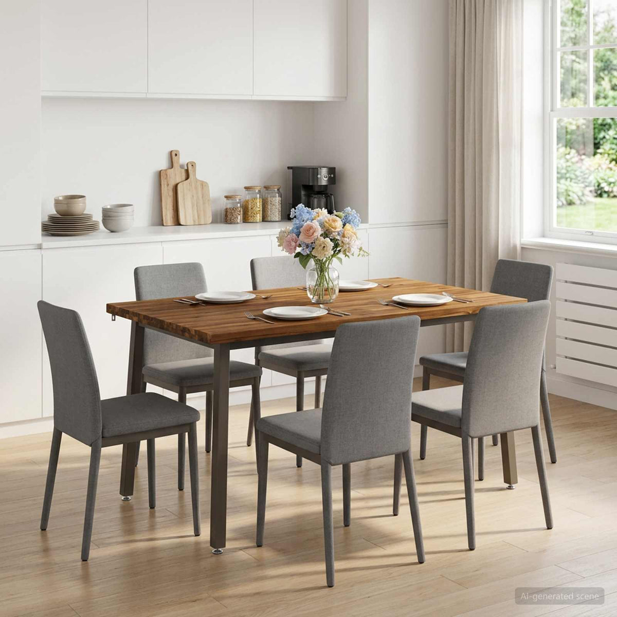 vidaXL 140 x 70 x 75 cm Massief Acaciahout Natuurlijk en Koffie
