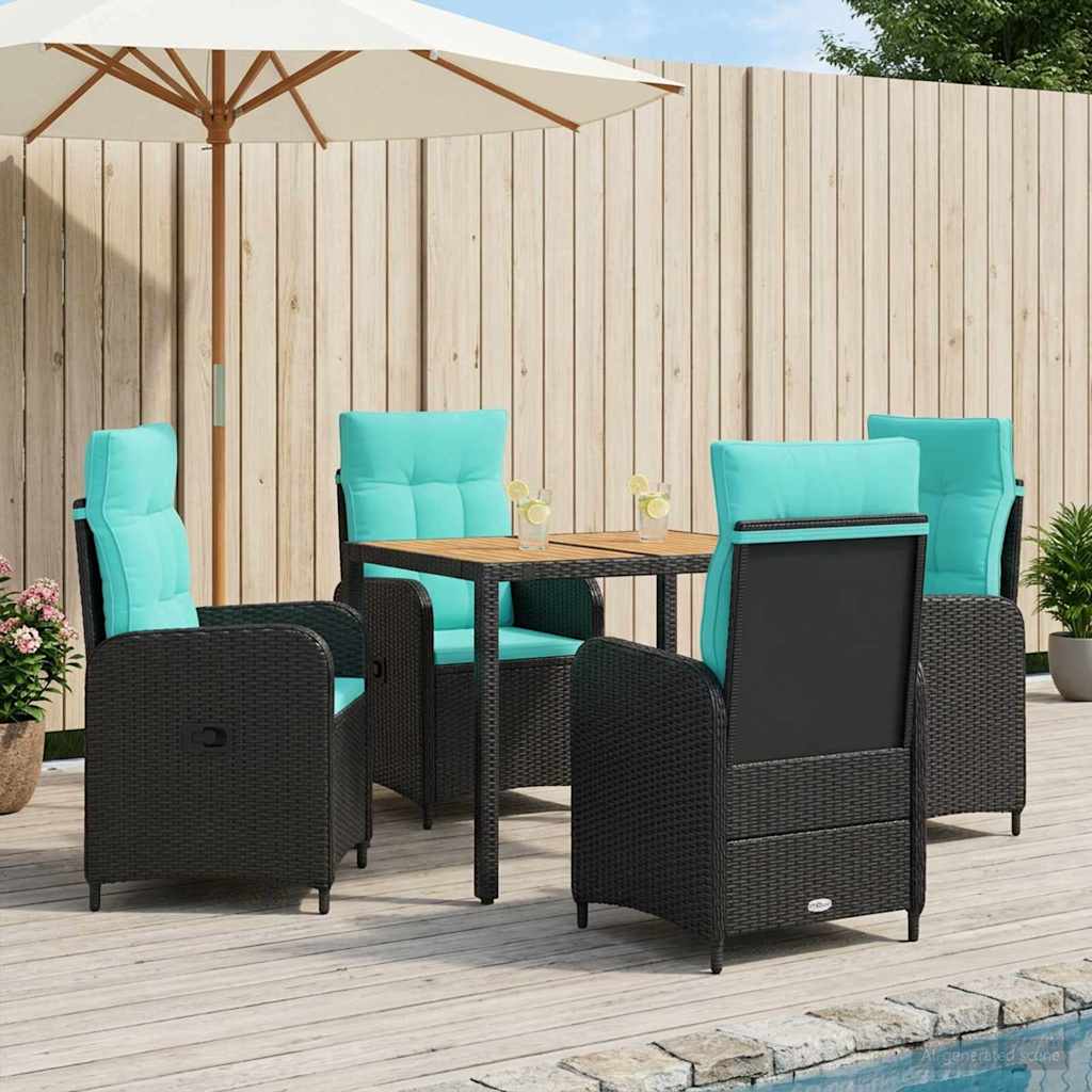 Buiten eettafelset 5 st PE Rattan en Poeder-Coated Staal is nu te koop bij PeponiXL, paradijselijk wonen!