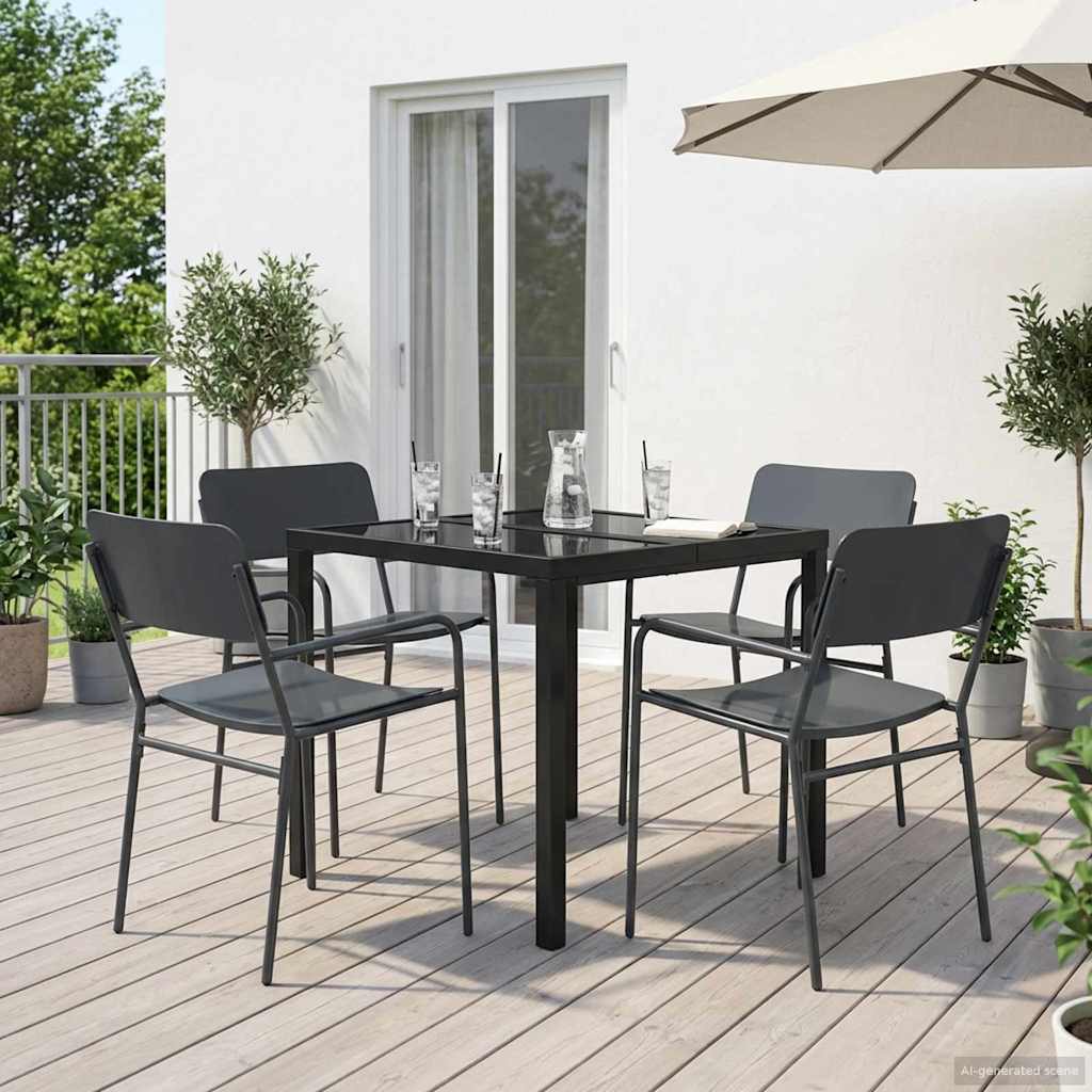 Buitenmeubelset 5 st Antracietkleurig Staal is nu te koop bij PeponiXL, paradijselijk wonen!