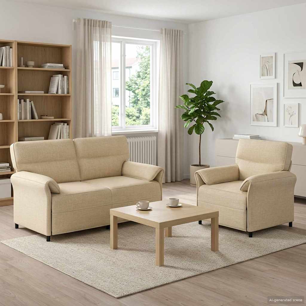 Bankstel 2 st Crèmekleurig Stof is nu te koop bij PeponiXL, paradijselijk wonen!