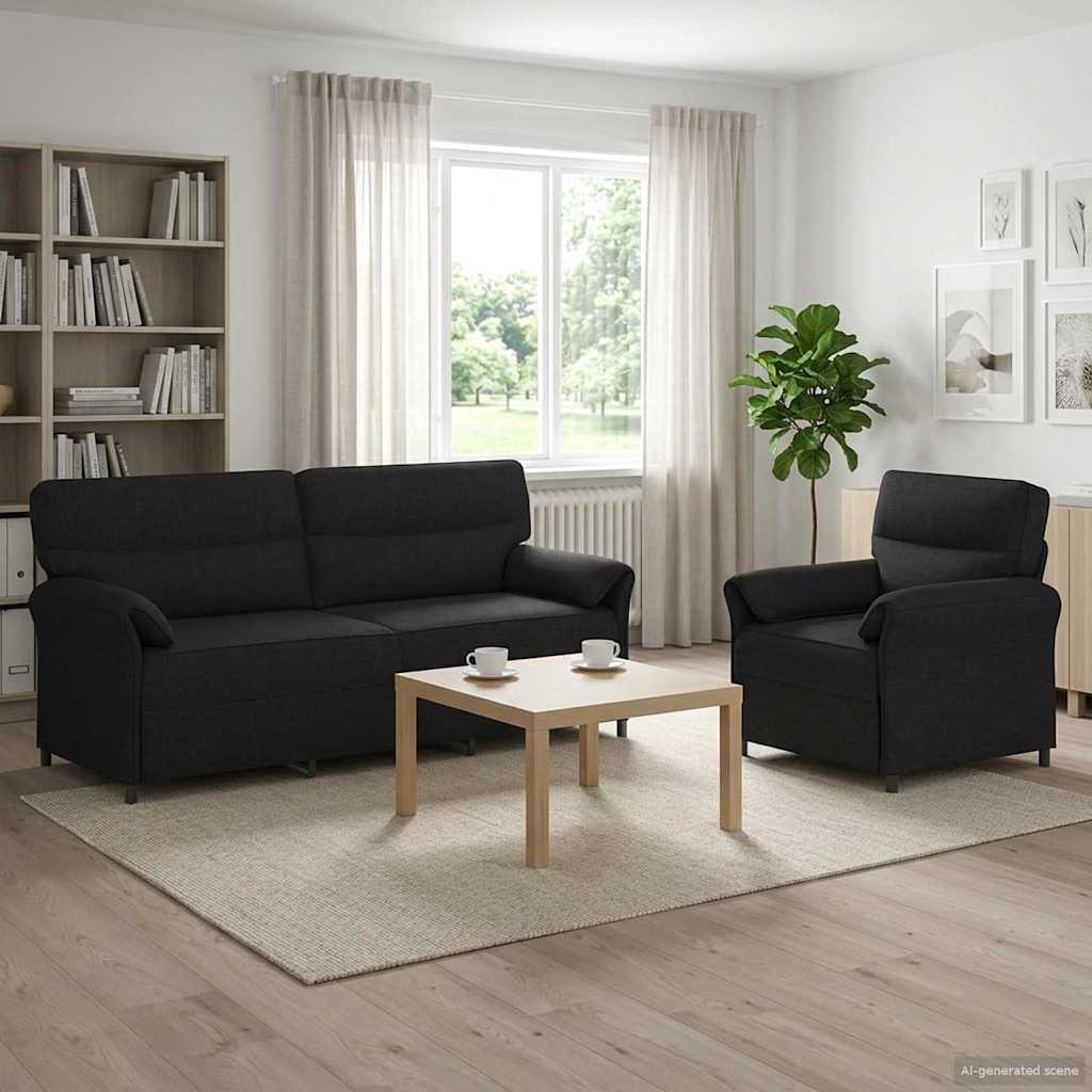 Bankstel 2 st Zwart Stof is nu te koop bij PeponiXL, paradijselijk wonen!