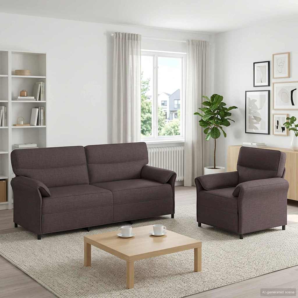 Bankstel 2 st Donkerbruin Stof is nu te koop bij PeponiXL, paradijselijk wonen!
