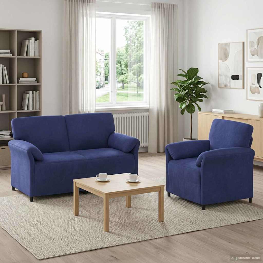 Bankstel 2 st Politieblauw Fluweel is nu te koop bij PeponiXL, paradijselijk wonen!
