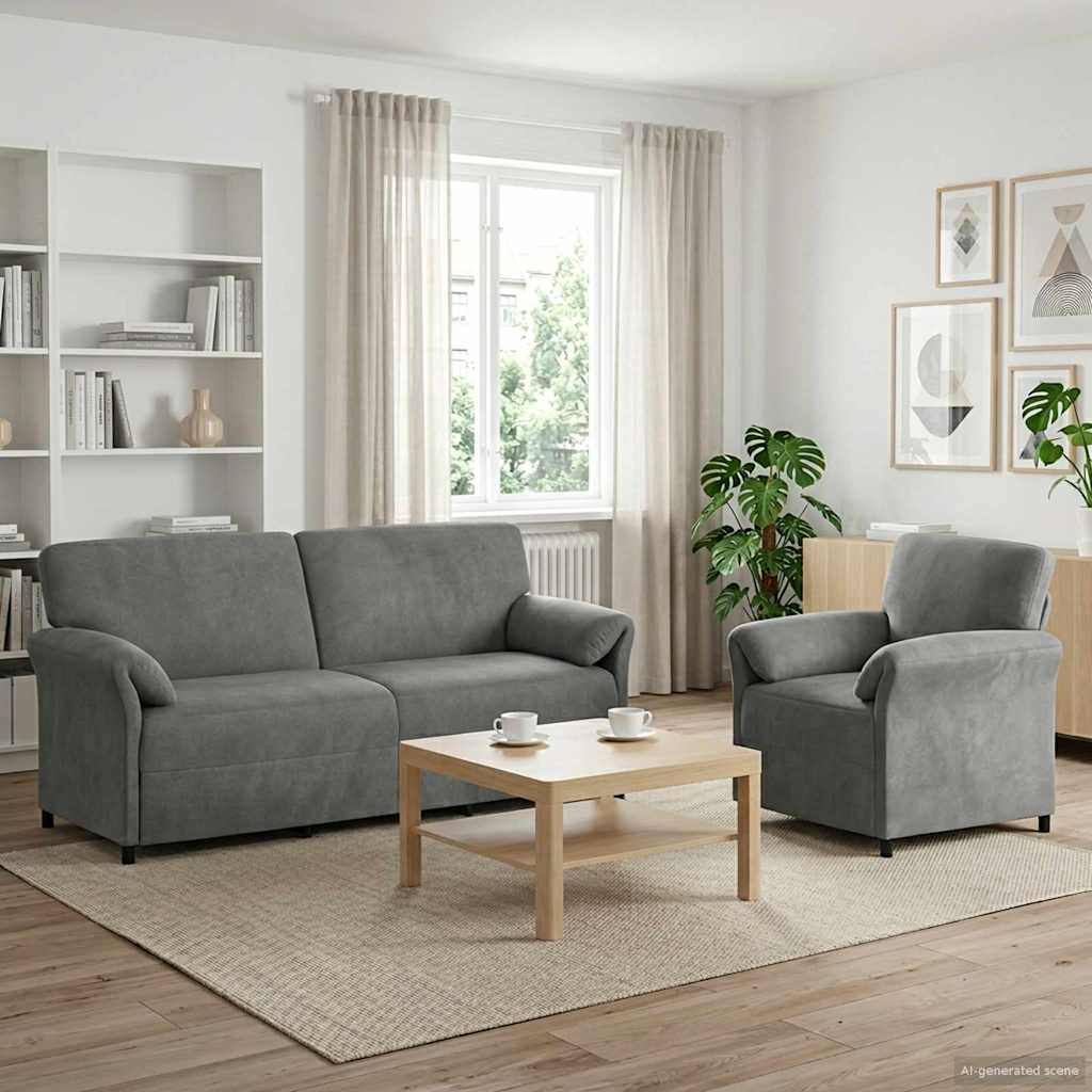 Bankstel 2 st Donkergrijs Fluweel is nu te koop bij PeponiXL, paradijselijk wonen!