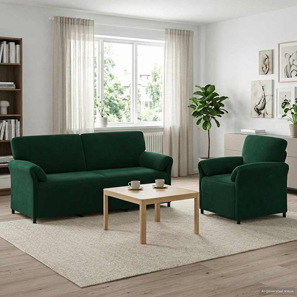 Bankstel 2 st Donkergroen Fluweel is nu te koop bij PeponiXL, paradijselijk wonen!