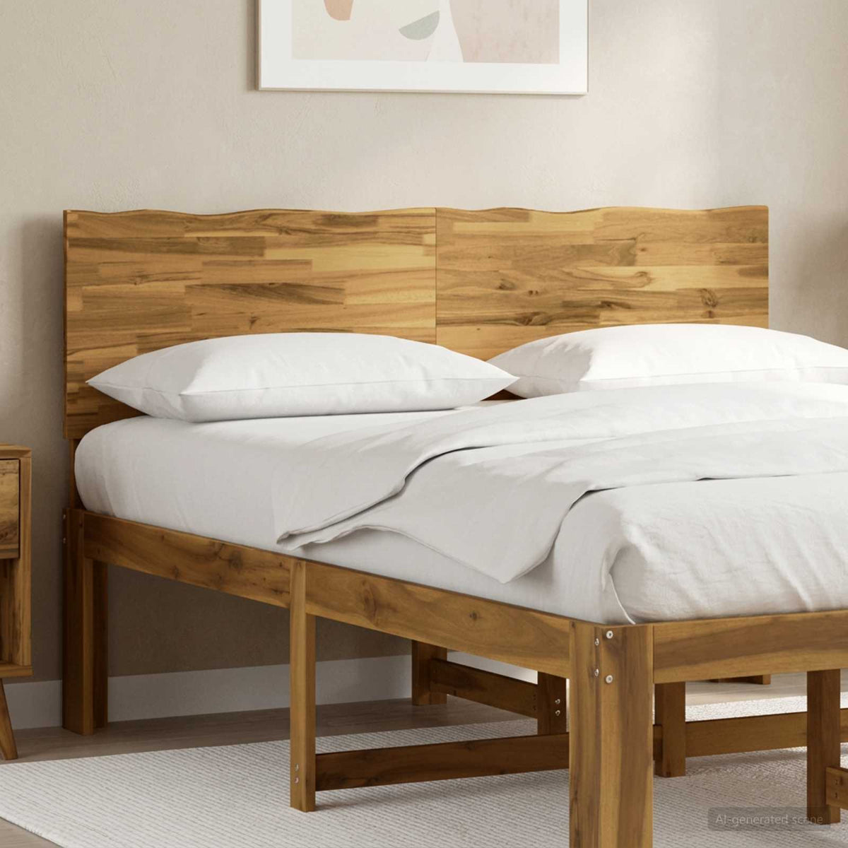 vidaXL Live Edge Hoofdbord ROSTOCK Wit 135 cm Massief Acaciahout