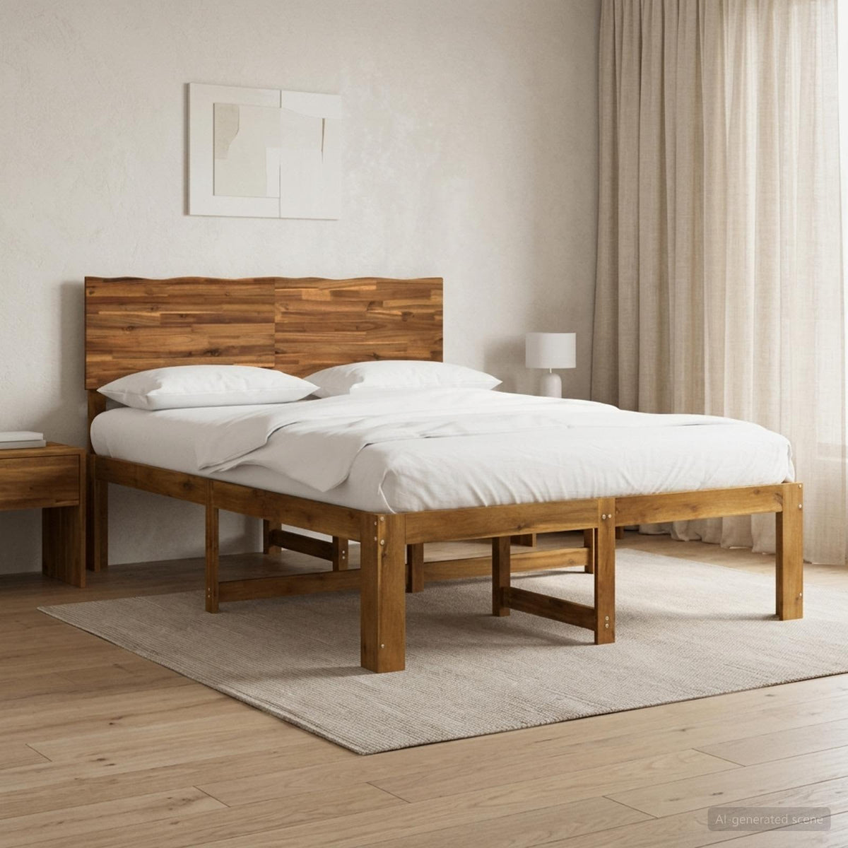 vidaXL Tweepersoonsbed met hoofdeinde ROSTOCK Naturel 120 x 200 cm