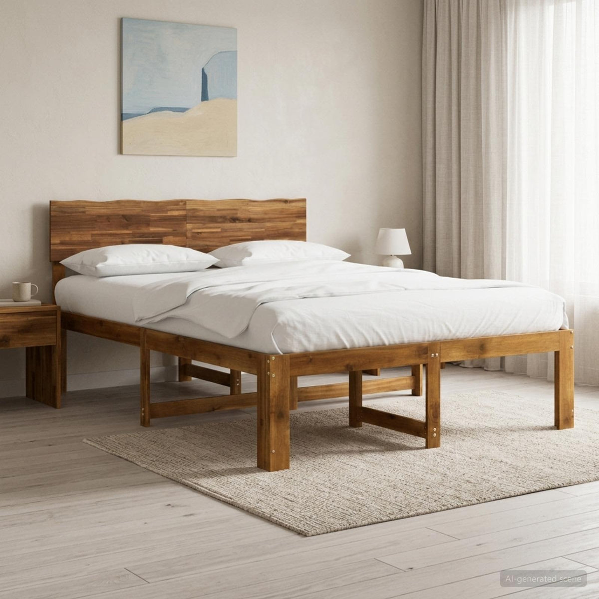 Tweepersoonsbed met hoofdeinde ROSTOCK Naturel 140 x 200 cm is nu te koop bij PeponiXL, paradijselijk wonen!