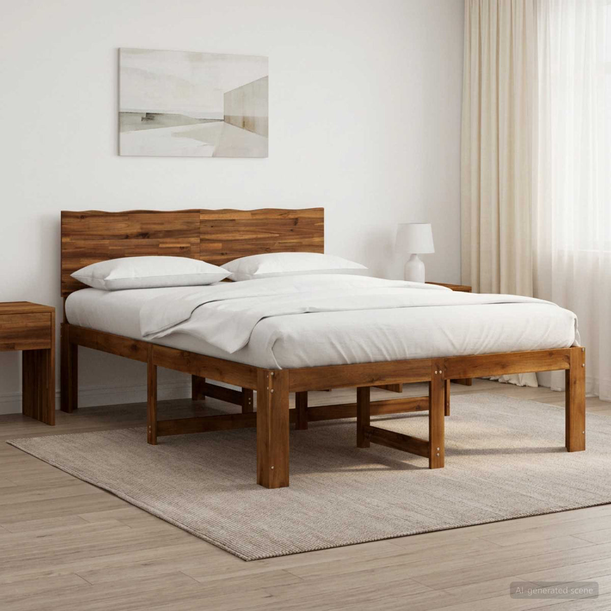 Tweepersoonsbed met hoofdeinde ROSTOCK Naturel 120 x 200 cm is nu te koop bij PeponiXL, paradijselijk wonen!