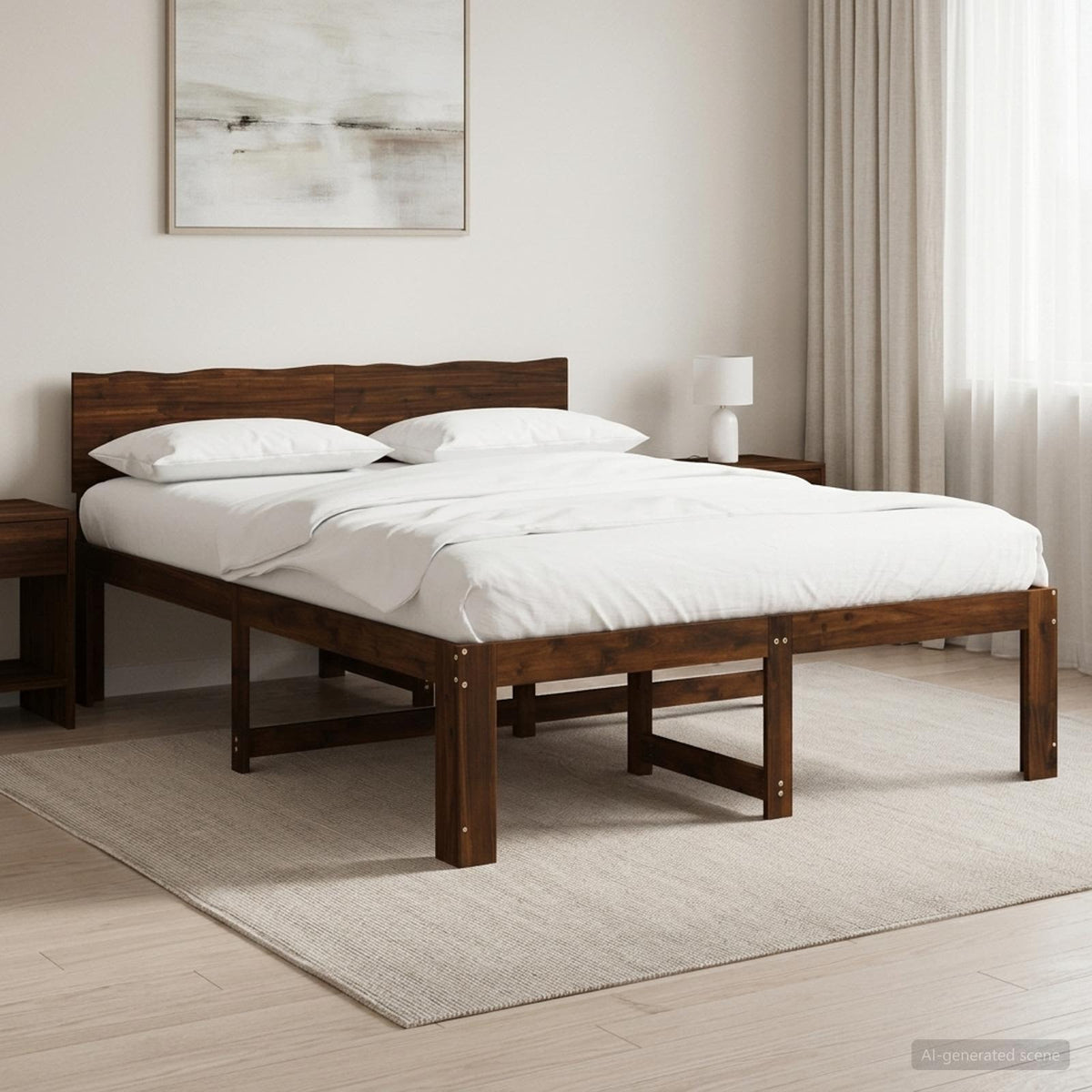 Tweepersoonsbed met hoofdeinde ROSTOCK Donkerbruin 120 x 200 cm is nu te koop bij PeponiXL, paradijselijk wonen!