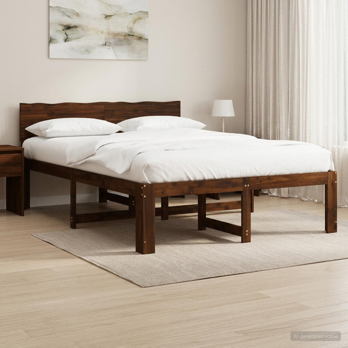 Tweepersoonsbed met hoofdeinde ROSTOCK Donkerbruin 140 x 200 cm is nu te koop bij PeponiXL, paradijselijk wonen!
