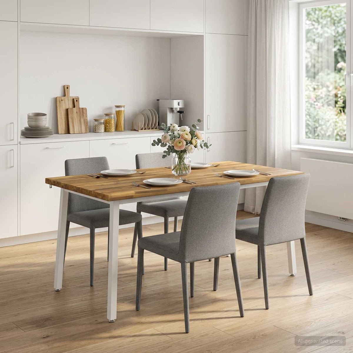 vidaXL Live Edge Eettafel 160 x 70 x 75 cm Massief Acaciahout Wit