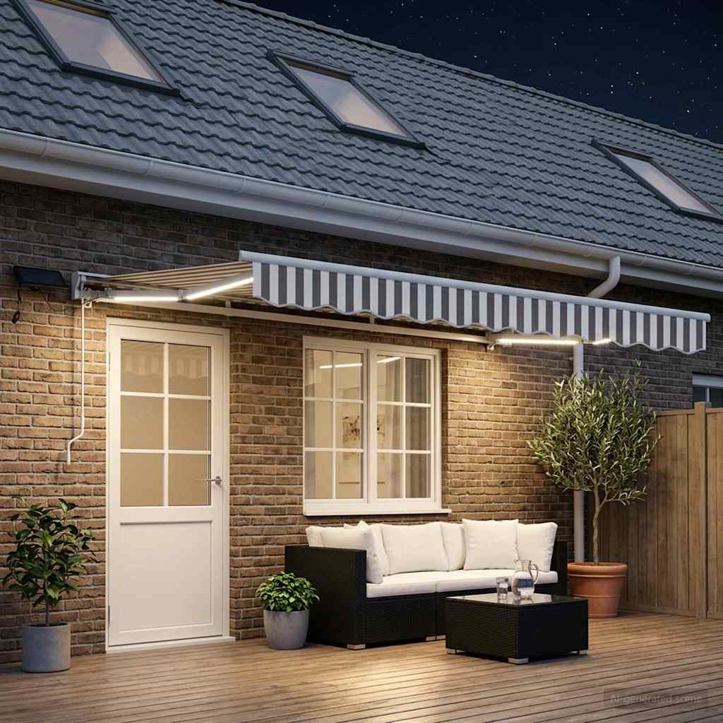 Handmatige Luifelhouder met LED's 4,5 × 3,5 m is nu te koop bij PeponiXL, paradijselijk wonen!