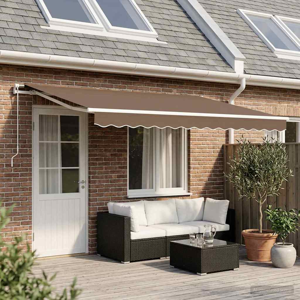 Uitschuifbare luifel Taupe 400 × 350 cm Polyester en Aluminium is nu te koop bij PeponiXL, paradijselijk wonen!