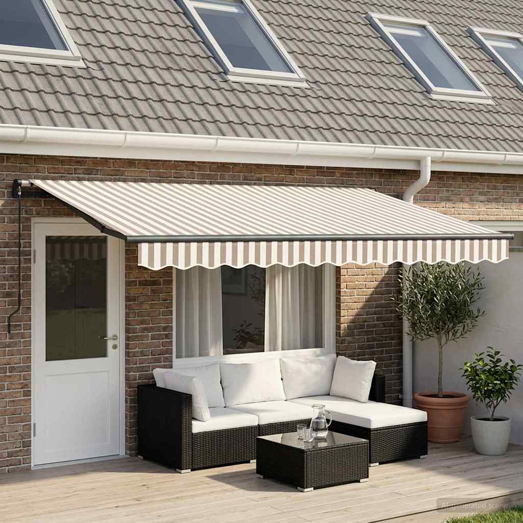 Uitschuifbare luifel Lichtgrijs en wit. 400 × 350 cm is nu te koop bij PeponiXL, paradijselijk wonen!