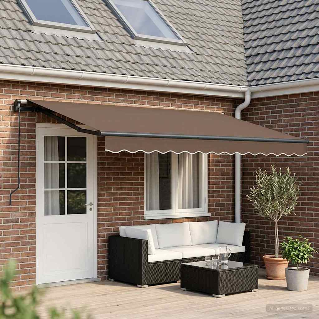 Uitschuifbare luifel Taupe 400 × 350 cm Polyester en Aluminium is nu te koop bij PeponiXL, paradijselijk wonen!