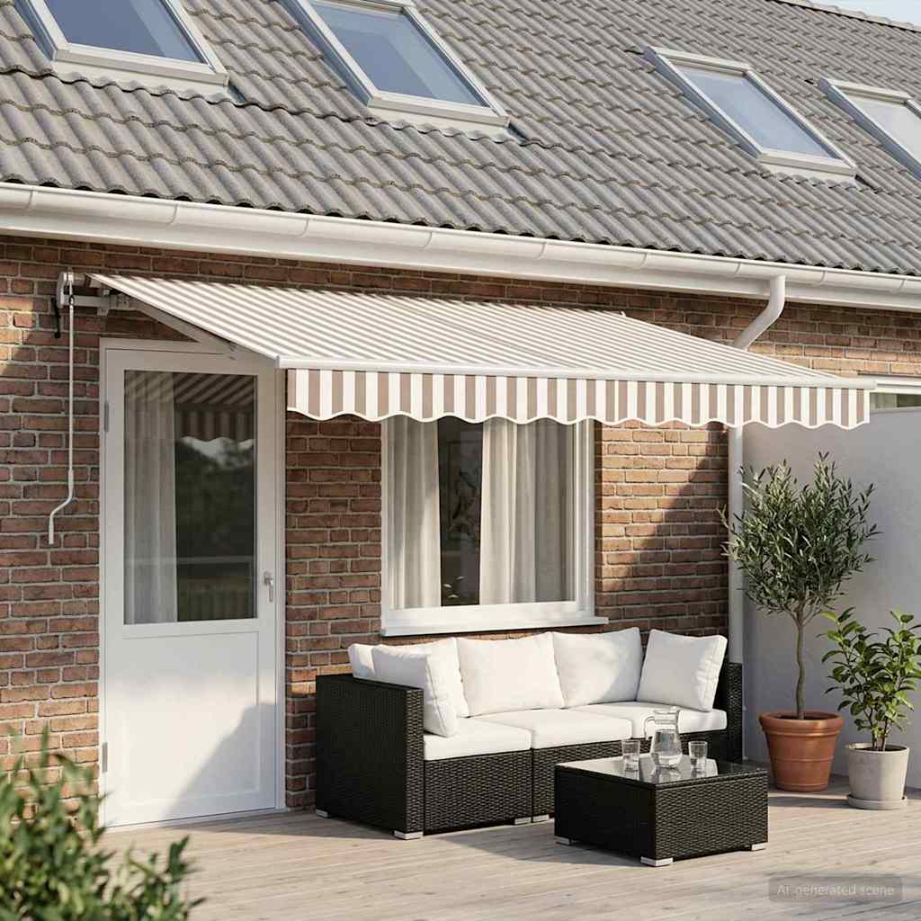 Uitschuifbare luifel Lichtgrijs en wit. 500 × 300 cm is nu te koop bij PeponiXL, paradijselijk wonen!