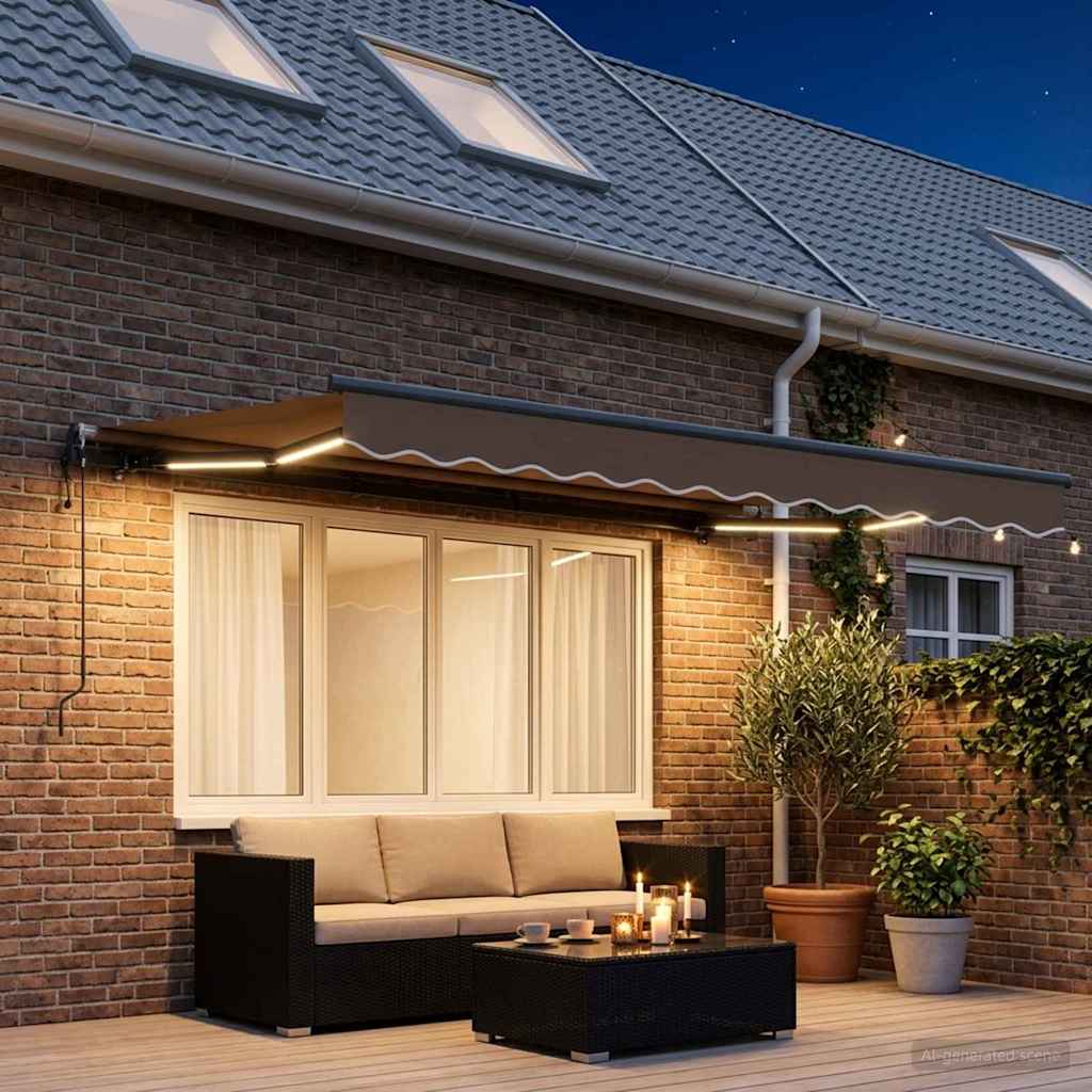 Uitschuifbare luifel Taupe 350 x 250 cm Polyester is nu te koop bij PeponiXL, paradijselijk wonen!