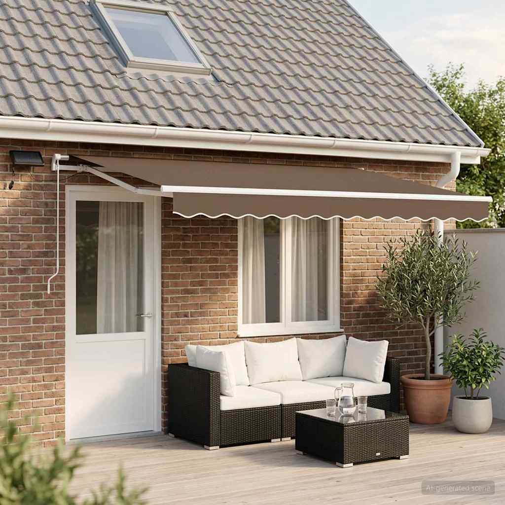 Uitschuifbare luifel Taupe 450 × 300 cm Stof en Aluminium is nu te koop bij PeponiXL, paradijselijk wonen!
