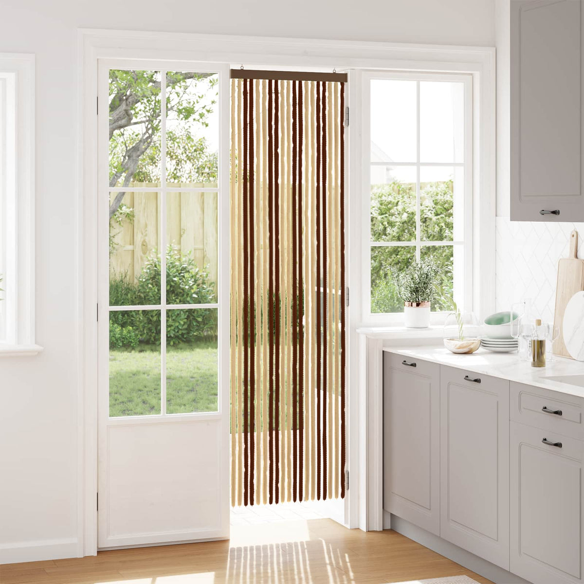 Insecten Gordijn Chenille Bruin en beige 56 x 200 cm 100% PP is nu te koop bij PeponiXL, paradijselijk wonen!
