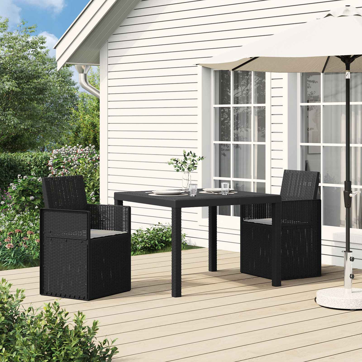 Tuin Eetstoelen 2 pcs Anthraciet en Lichtgrijs PP is nu te koop bij PeponiXL, paradijselijk wonen!