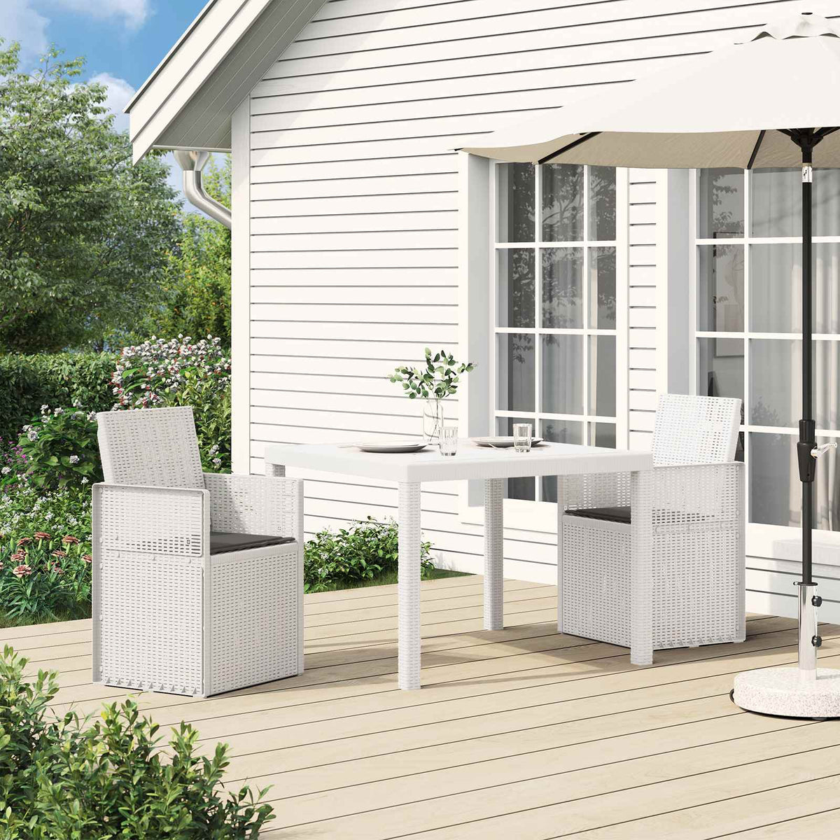 Tuin Eetstoelen 2 pcs Wit en antracietkleurig PP is nu te koop bij PeponiXL, paradijselijk wonen!