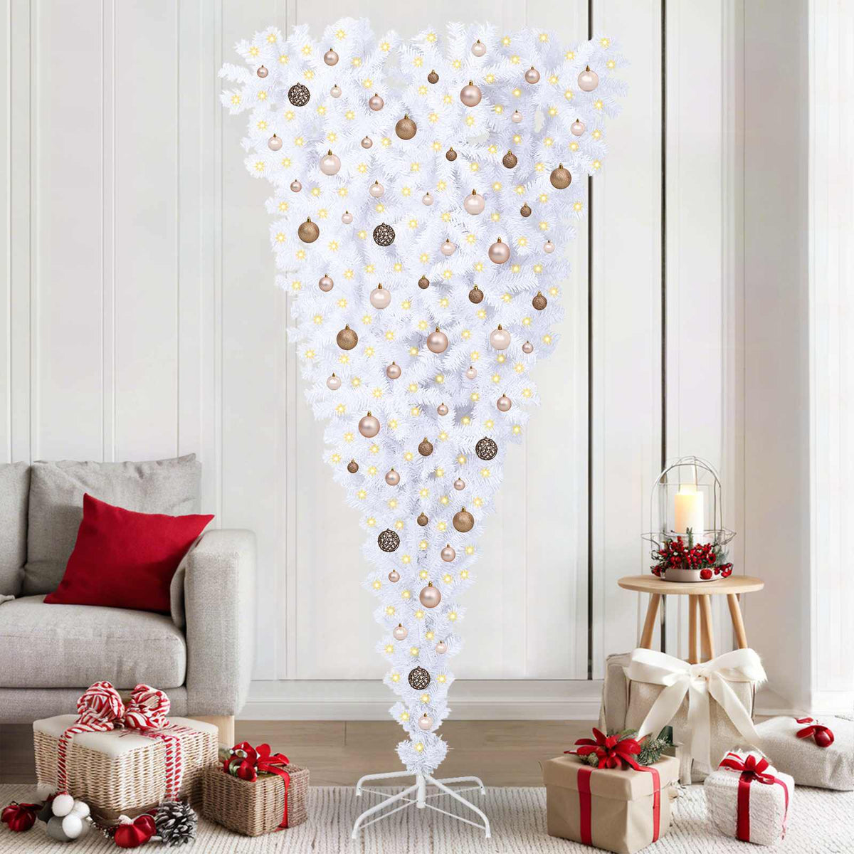 Kunstkerstboom met 300 LED Wit 210 cm PVC en Staal is nu te koop bij PeponiXL, paradijselijk wonen!