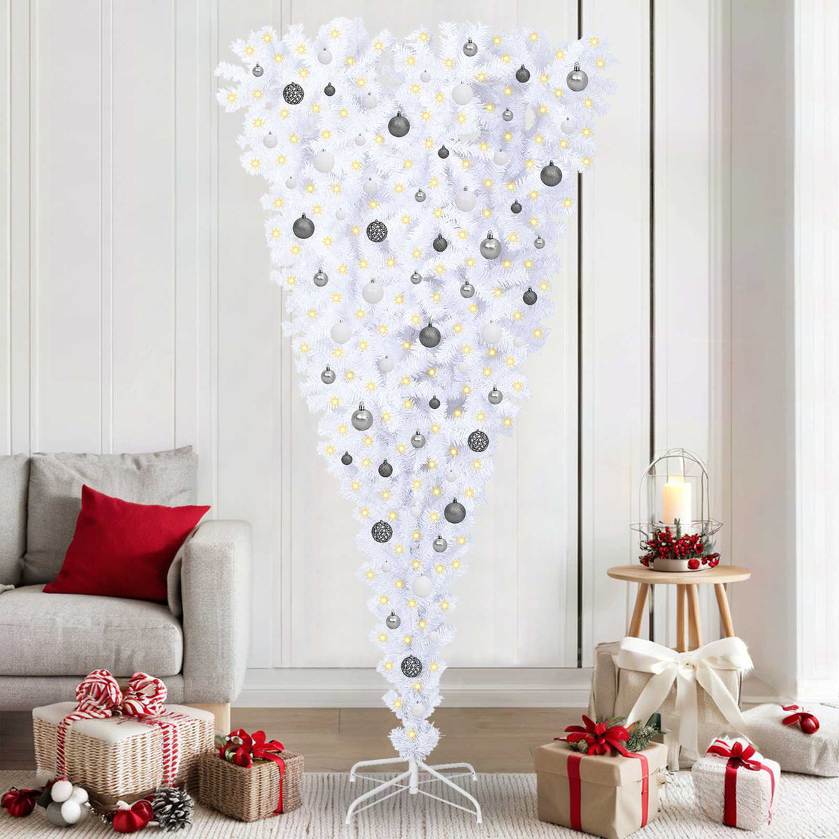 Kunstkerstboom met 300 LED Wit 210 cm PVC en Staal is nu te koop bij PeponiXL, paradijselijk wonen!
