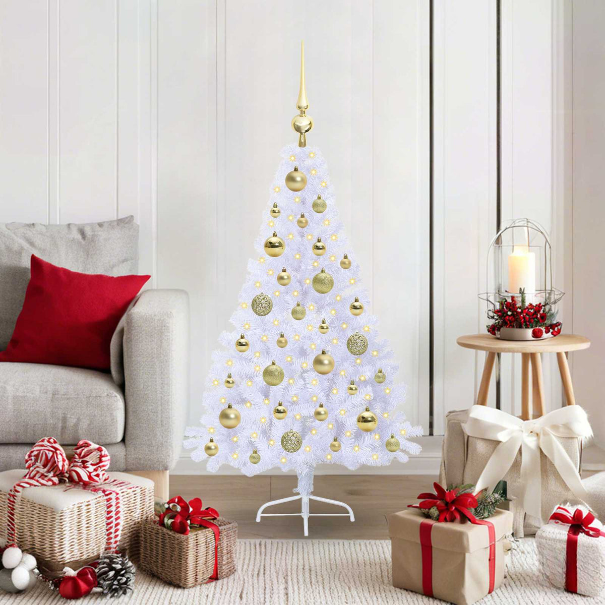 Kunstkerstboom met 150 LED Wit 120 cm PVC en staal is nu te koop bij PeponiXL, paradijselijk wonen!