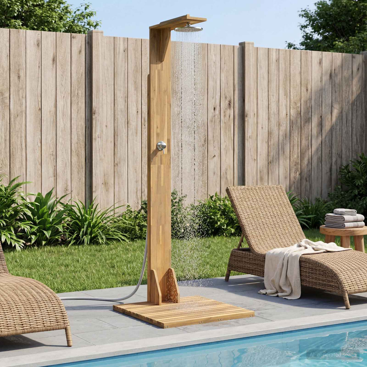 Buitendouche 219 cm Massief acaciahout en roestvrij staal Wit is nu te koop bij PeponiXL, paradijselijk wonen!