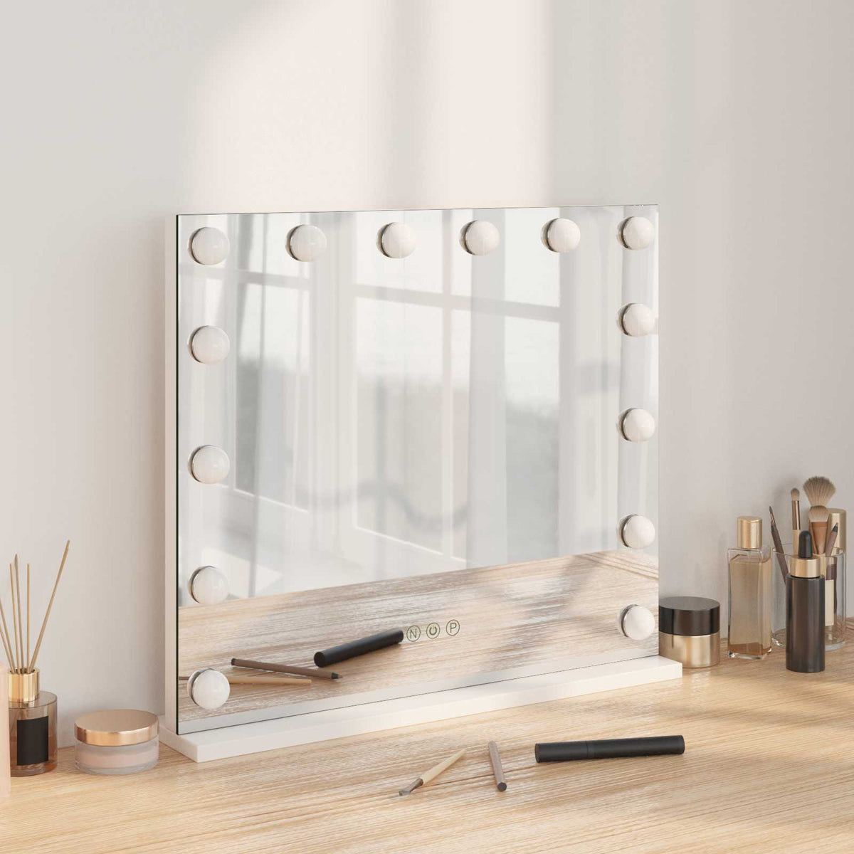 LED Make-up Spiegel Wit 50 x 10 x 44 cm Glas en Staal is nu te koop bij PeponiXL, paradijselijk wonen!