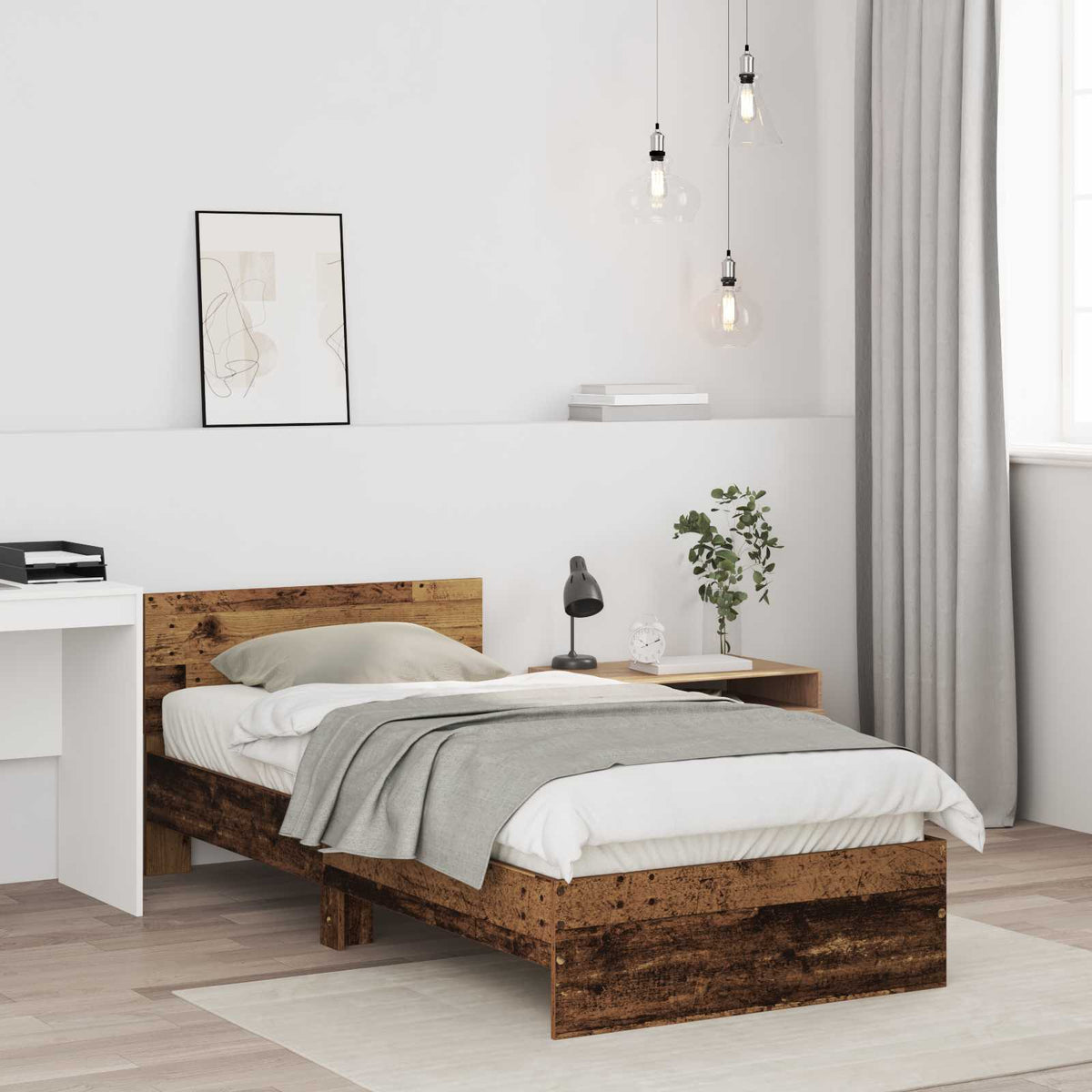 Bedframe Wandgemonteerd met hoofdeinde Oud hout Bewerkt hout is nu te koop bij PeponiXL, paradijselijk wonen!