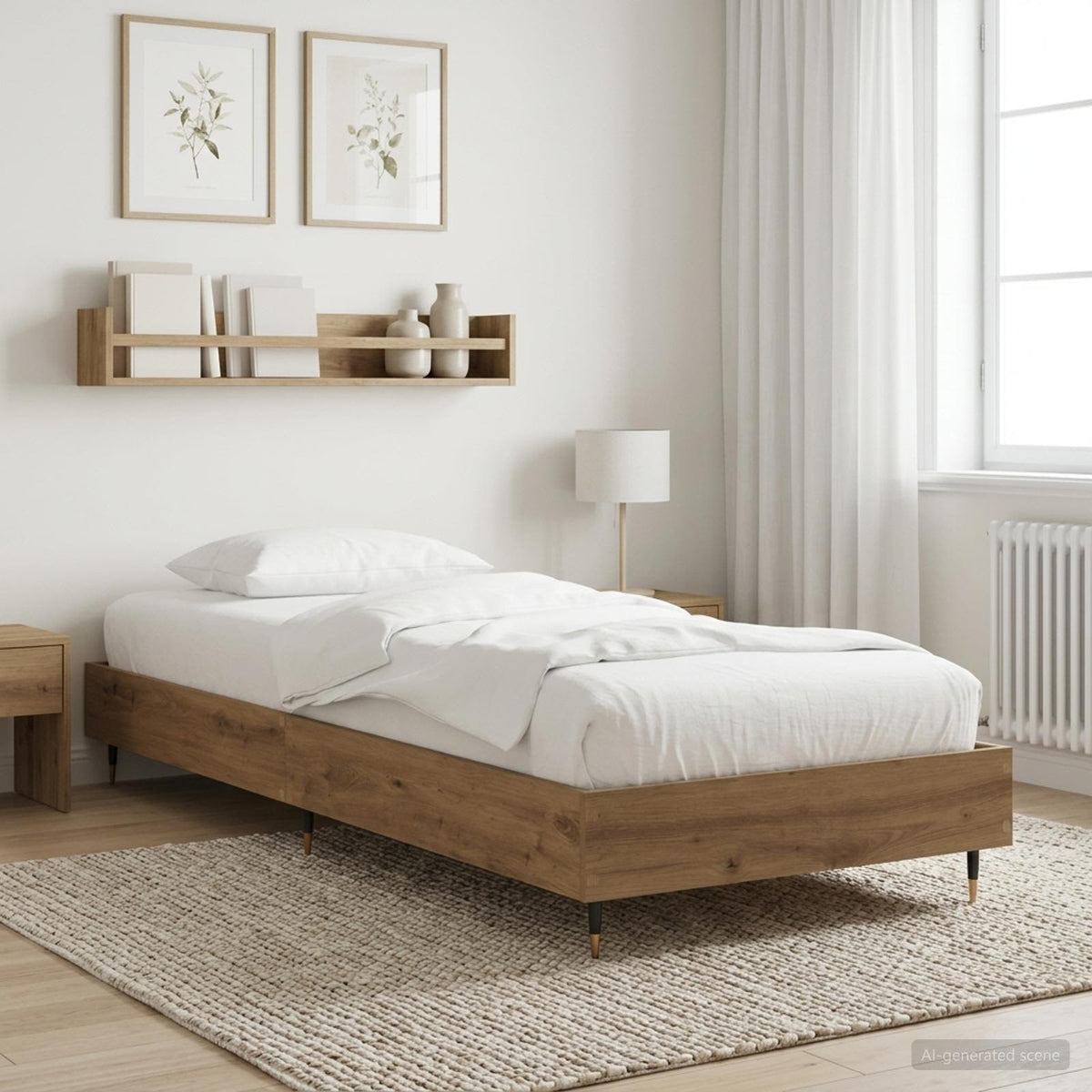 Bedframe Artisanaal eiken 80 x 200 cm Bewerkt hout is nu te koop bij PeponiXL, paradijselijk wonen!