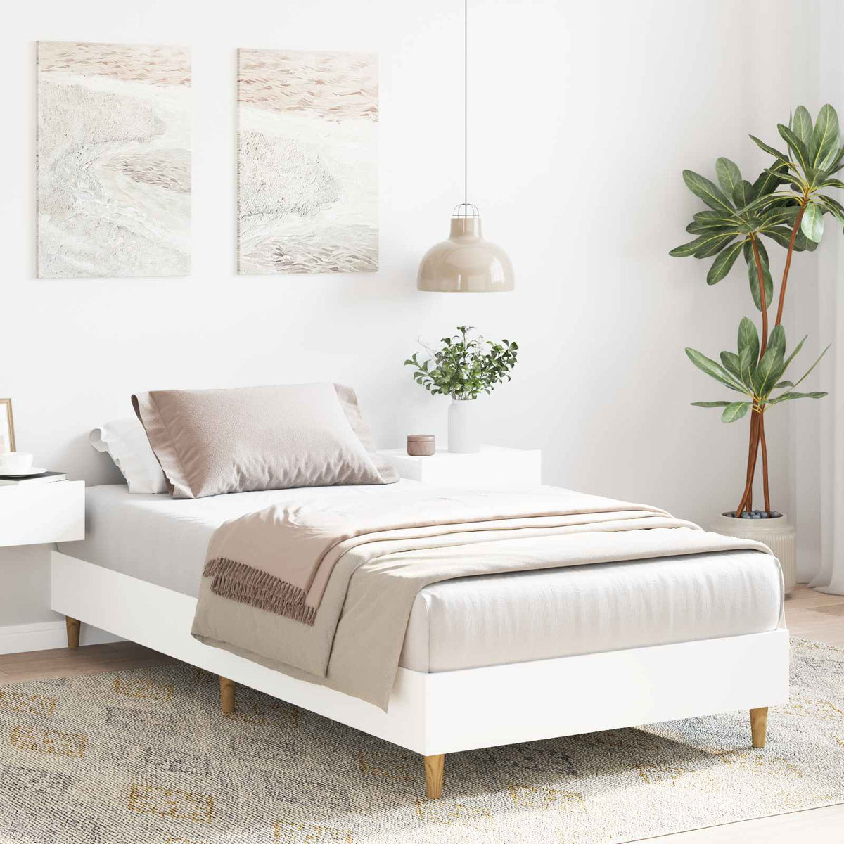 Bedframe Wit Bewerkt hout is nu te koop bij PeponiXL, paradijselijk wonen!