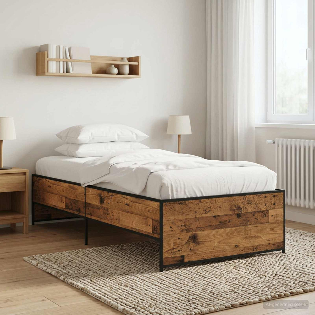 Bedframe Oud hout 80 x 200 cm Bewerkt hout is nu te koop bij PeponiXL, paradijselijk wonen!