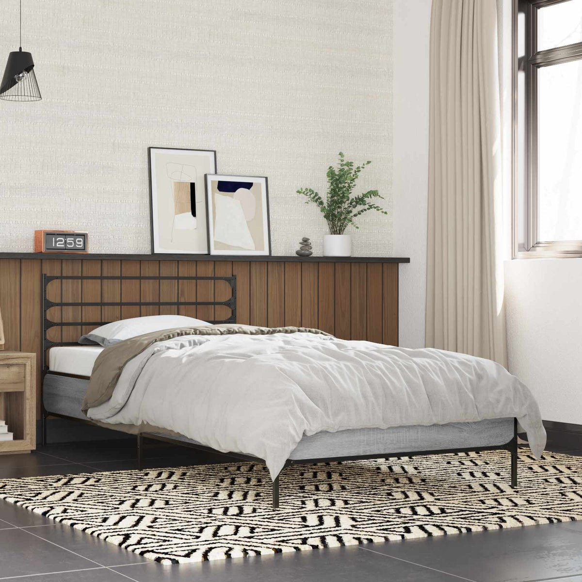 Bedframe Grijs Sonoma 80 x 200 cm Bewerkt hout is nu te koop bij PeponiXL, paradijselijk wonen!