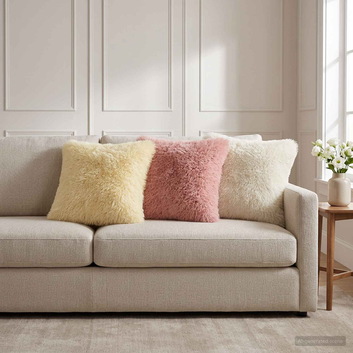 Kussen met kussen HEERLEN 6 st Wit PV Fleece is nu te koop bij PeponiXL, paradijselijk wonen!