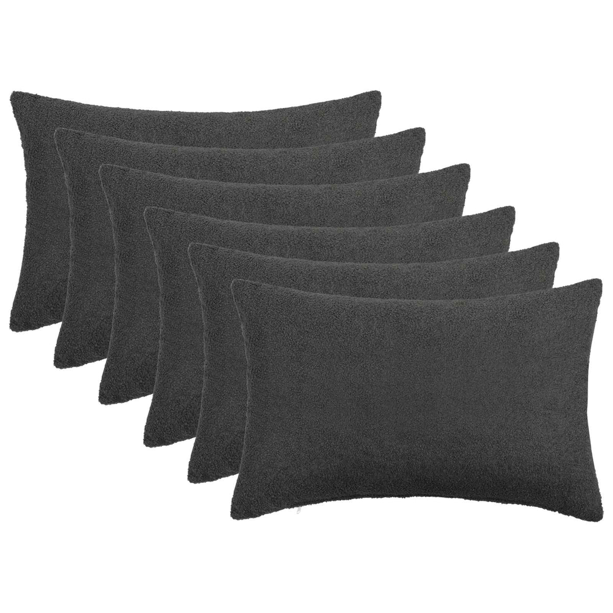 vidaXL Kussensloop 6 pcs HEERLEN Donkergrijs 30 x 50 cm Bouclé